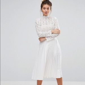 ASOS White Lace Top & Pleated Skirt Wedding Dress